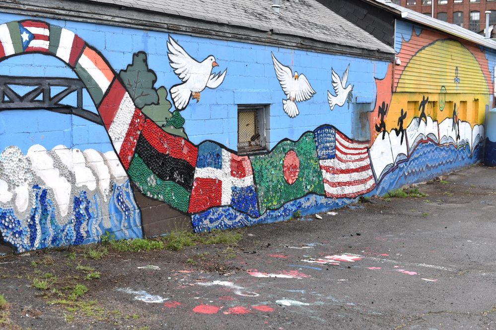 This picture is from my area Paterson, NJ, USA. Made of recycled plastic bottles, Representing Peace and Love each other to different people from different countries.