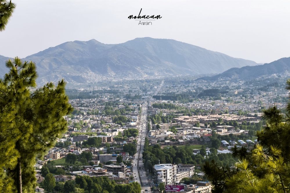 A scenic view of the famous Mansehra Road, Abbottabad, as seen from Abbottabad Heights.