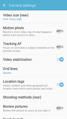 In Camera Settings, select Grid lines