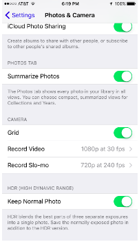 In Settings select Camera and then turn on the Grid