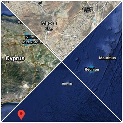 Mecca, Cyprus, Barmuda, Reunion   (@ Screenshot Captured from Google Maps)