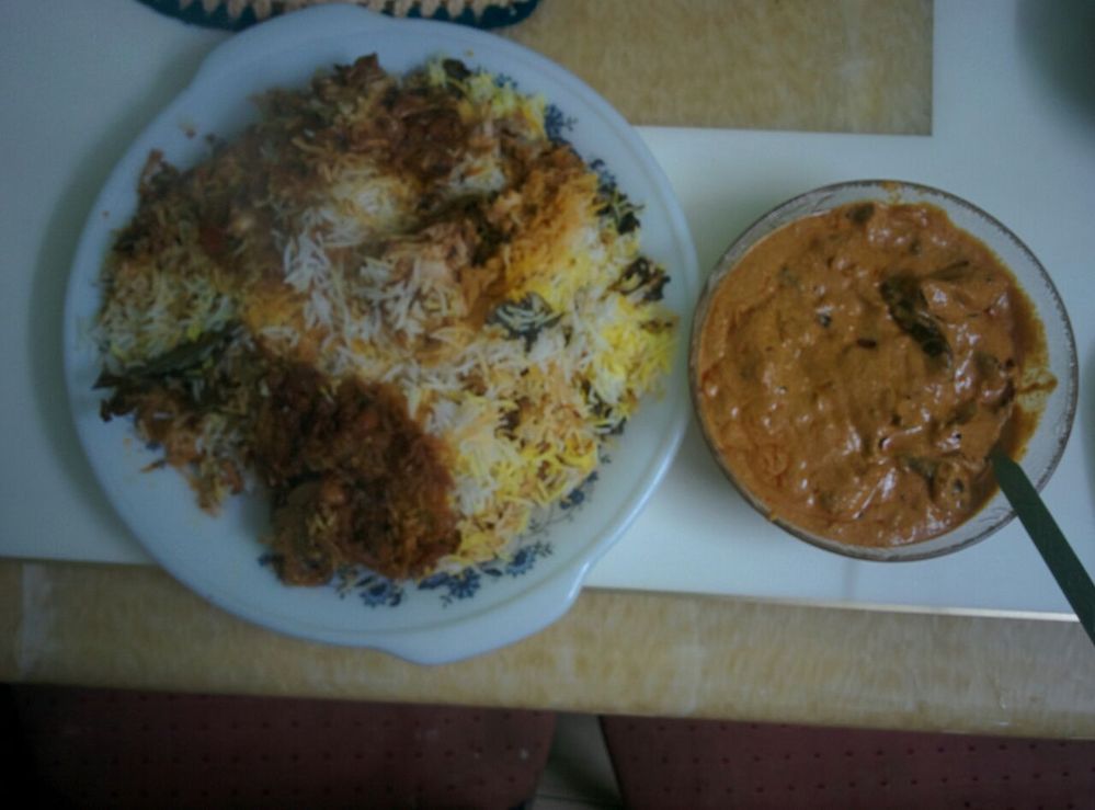 Home made Chicken Biriyani with Chille Curry.