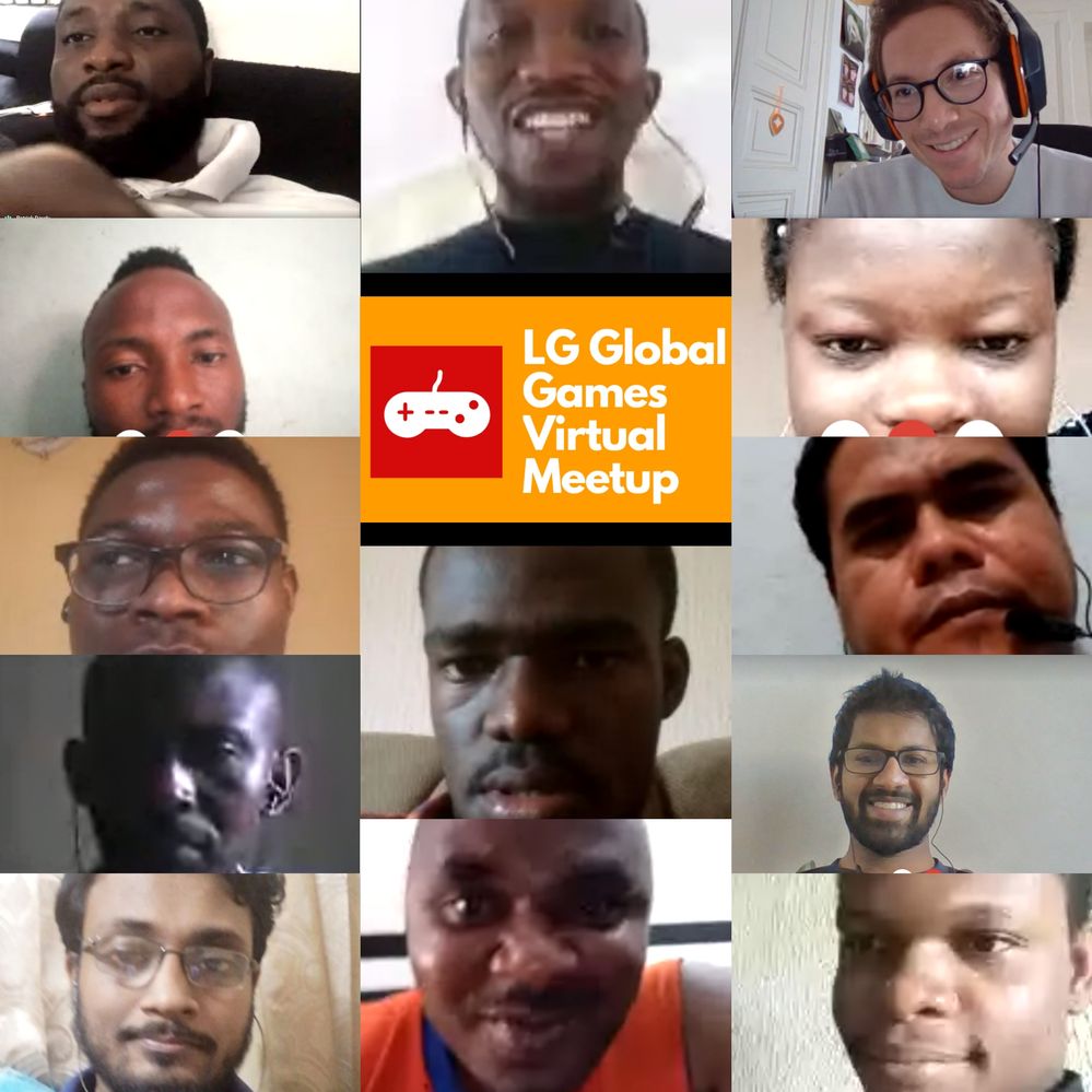 Faces of the team members who participated in the team games