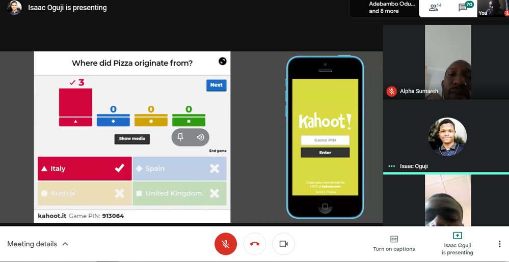 Caption: screenshot of the Kahoot game interface
