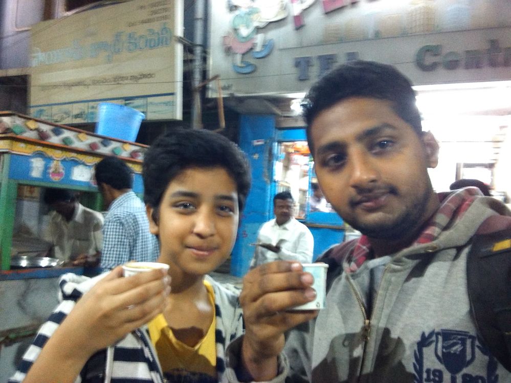 Me and my sister having chai in early morning 3AM