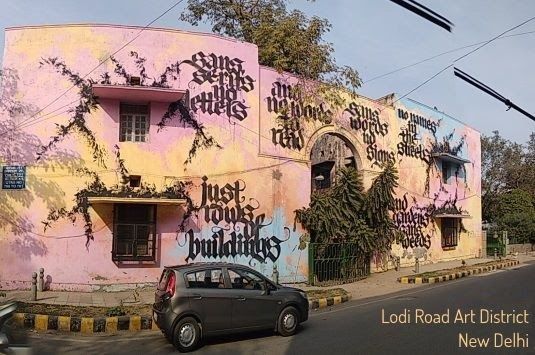 Pastel Colored Street Graffiti at Lodi Road Art District in New Delhi