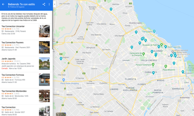 Caption: Lista de algunas casas de te en Buenos Aires  - Argentina (Local Guides @FaridMonti)