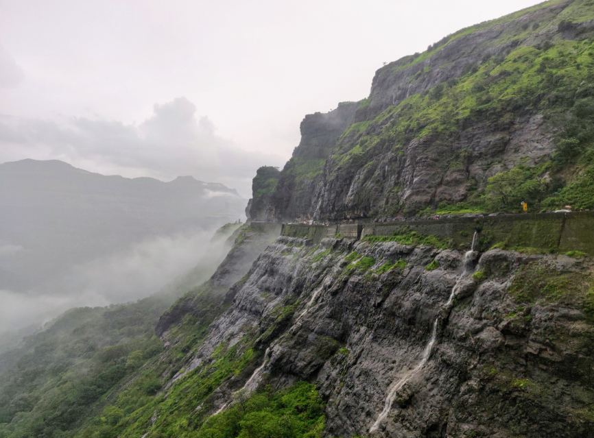 Caption: The main ghat with numerous waterfalls