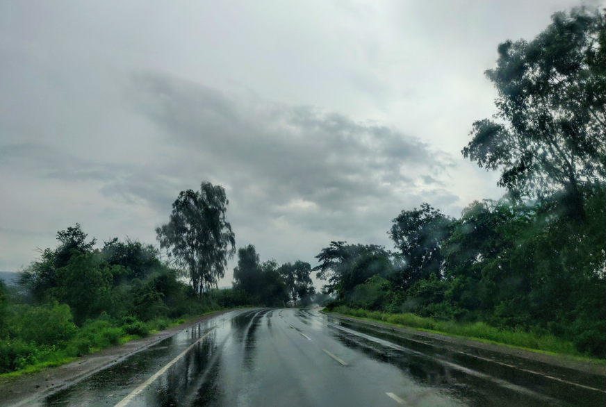 caption: After rain view of road
