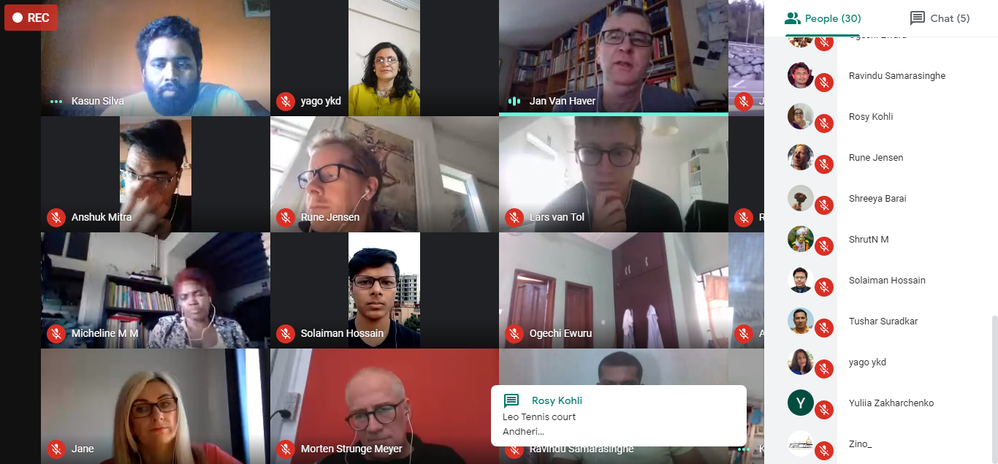 Caption: A screenshot showing Local Guides attending a virtual meet-up. (Local Guide @JanVanHaver)