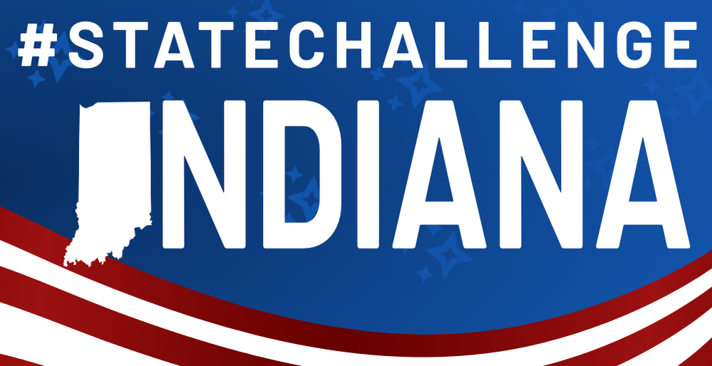 A banner with stars, stripes and an outline of the state Indiana. created by @kwiksatik