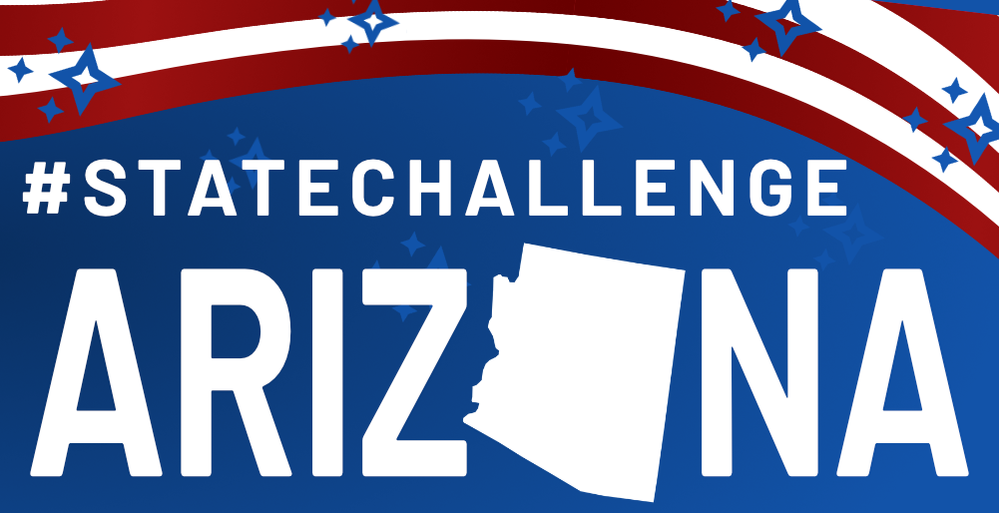 A banner with stars, stripes, and an outline of the state of Arizona. created by @kwiksatik